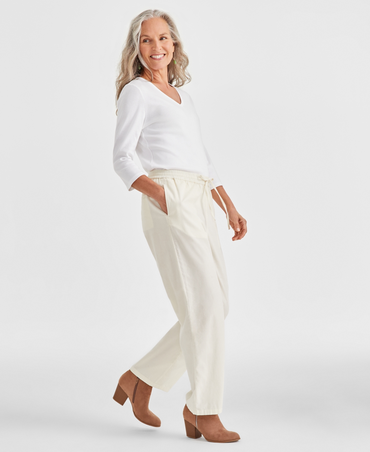 Style & Co Women's Cotton Corduroy Drawstring Pants, Created for Macy's