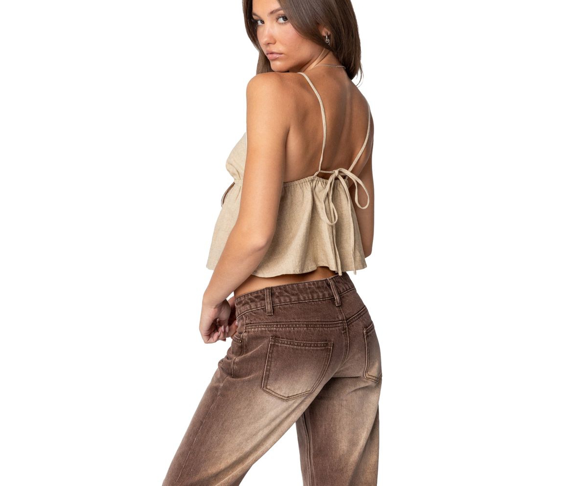Edikted Women's Claire Linen Look Babydoll Top