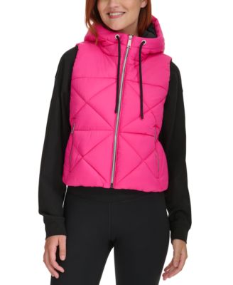 Calvin Klein Women s Quilted Hooded Vest Electric Pink M