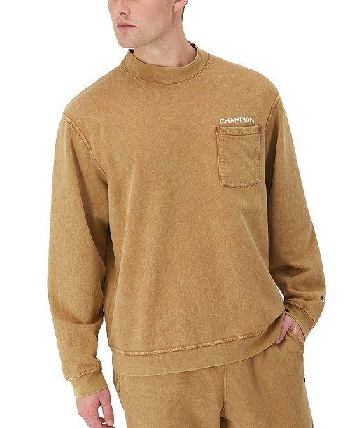 alfani Champion Men's Washed Pocket Crewneck Sweatshirt Men's Fashion & Accessories