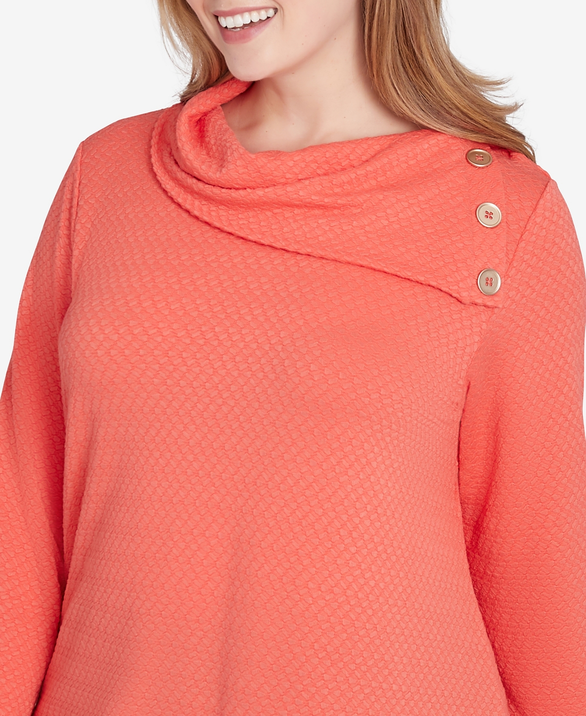 Ruby Rd. Plus Size Split Cowl Neck Solid Textural Knit Top