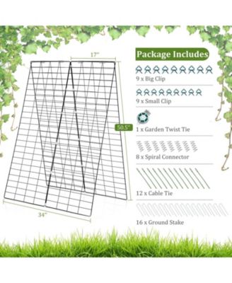 2-Piece Foldable A-Frame Trellis Plant Supports with Twist Ties