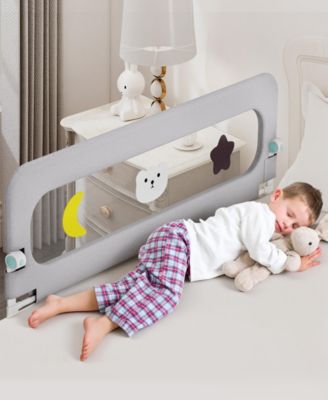 69-inch Adjustable Height Baby Bed Rail for Toddlers Foldable Safety Guard with Mesh Panel Fits Crib Twin Full Queen King Beds