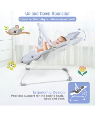 Kids Portable Baby Bouncer Rocker Seat with Detachable Toy Bar-Gray