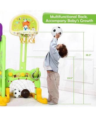 6 In 1 Toddler Climber and Swing Set w/ Basketball Hoop & Football Gate Backyard