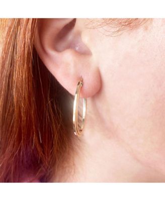 Gold Oval Hoop Earrings 14K Gold