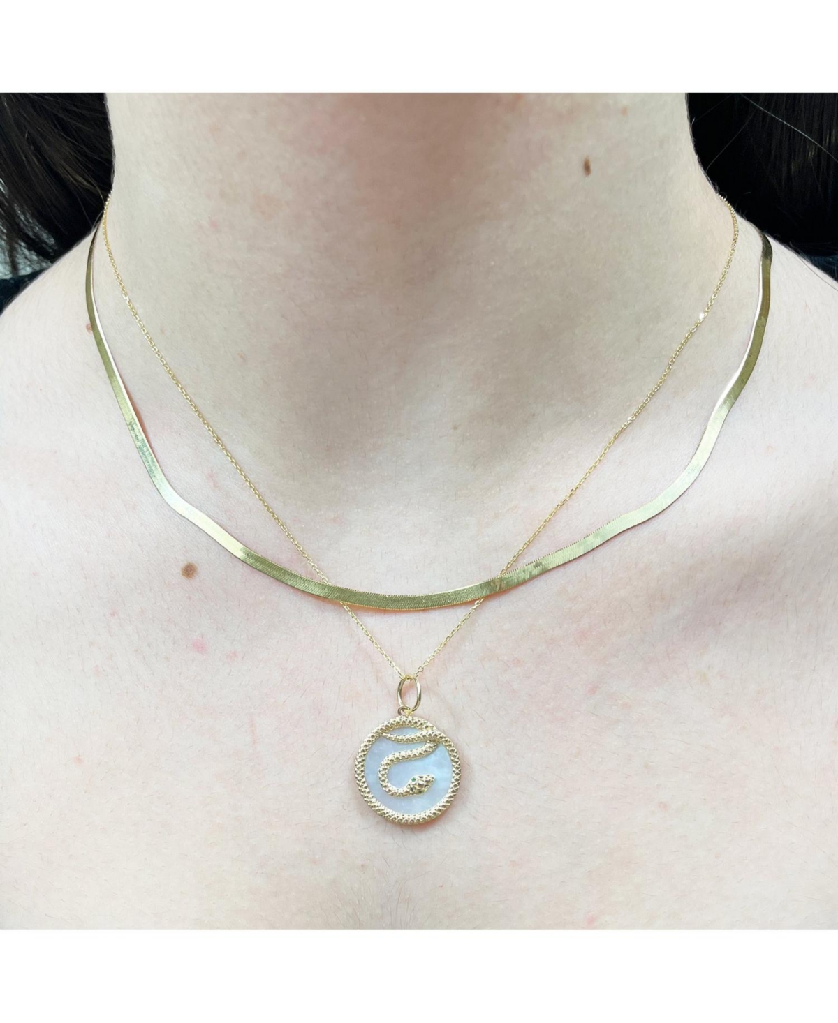 The LoverySnake Charm 14K Gold - Mother of Pearl