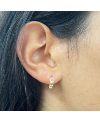 Curb Huggie Hoop Earrings 14K Gold