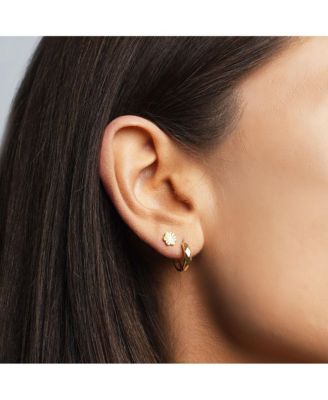 Mini Faceted Gold Huggie Hoop Earrings 14K Gold