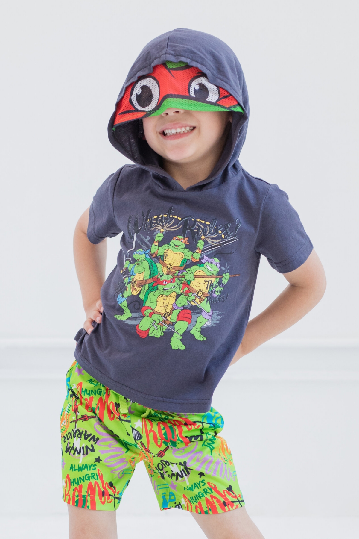 Teenage Mutant Ninja Turtles Toddler Boys Leonardo Michelangelo Raphael T-Shirt and Mesh Shorts Outfit Set to