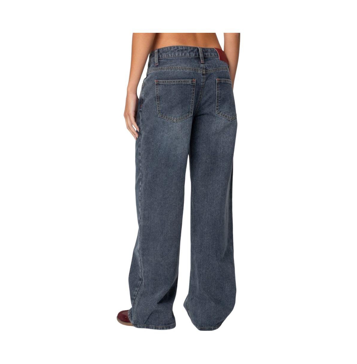 Edikted Women's Ace Relaxed Jeans - Dark-blue