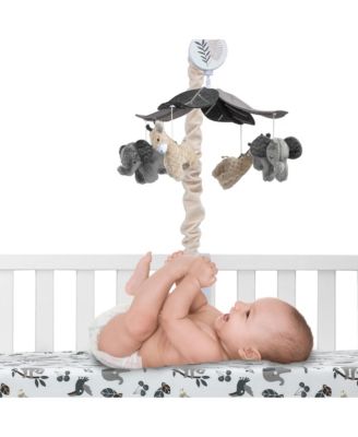 Baby Jungle Animals Gray/Tan Musical Crib Mobile Soother Toy