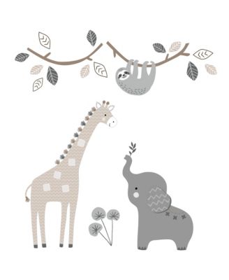 Baby Jungle Animals 4-Piece Gray/White/Taupe Crib Bedding Set