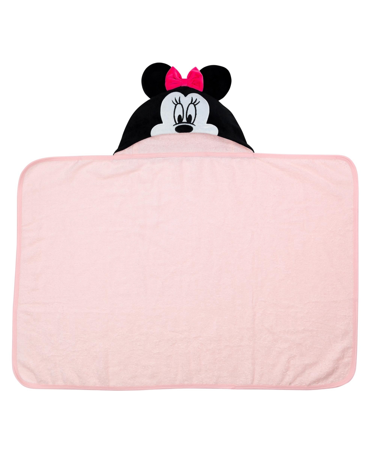 Lambs & Ivy Baby Girls Disney Baby Minnie MouseCotton Hooded Baby Bath Towel - Pink