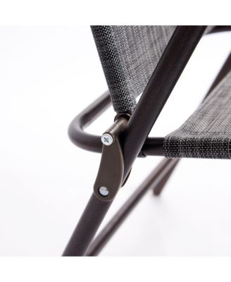 Set of 2 Patio Folding Sling Back Chairs Camping Deck Garden Beach