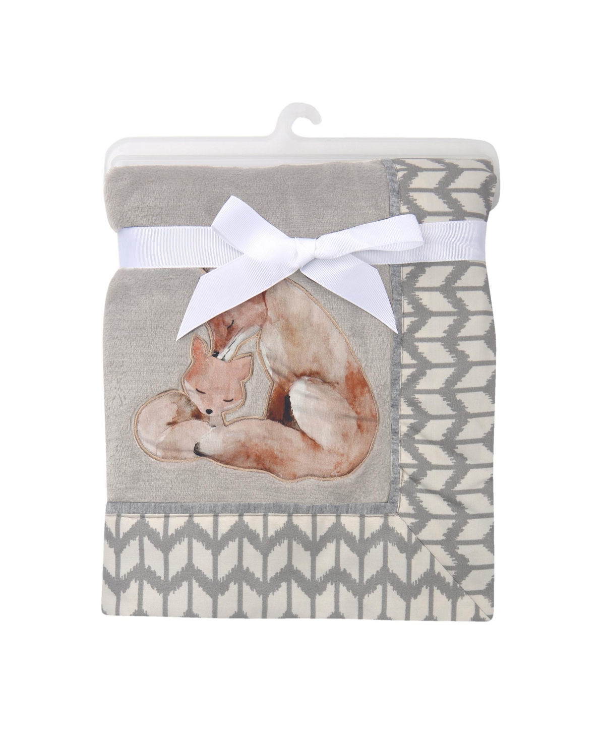 Lambs & Ivy Painted Forest Fox Coral Fleece Baby Blanket -- Gray