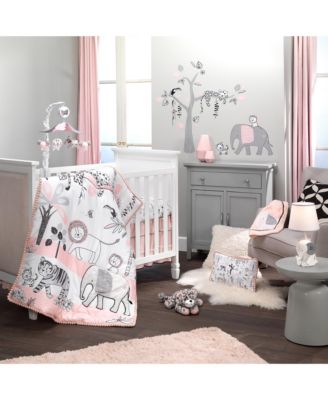 Happy Jungle White/Grey Elephant Nursery Lamp with Shade & Bulb