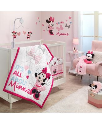 Disney Baby Minnie Mouse Love White/Pink Heart Fitted Crib Sheet