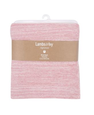Signature Pink/White 100% Cotton Marl Textured Knit Baby Blanket
