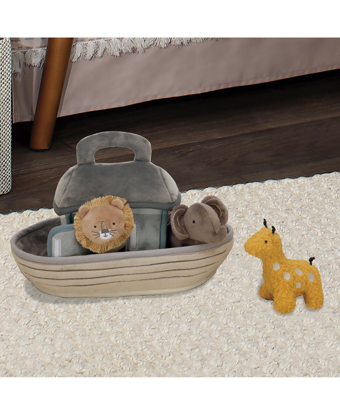 Детская мягкая игрушка Lambs & Ivy Baby Noah Interactive Plush Boat/Ark with Stuffed Animal Toys, цвет: Серо-коричневый — фото 4