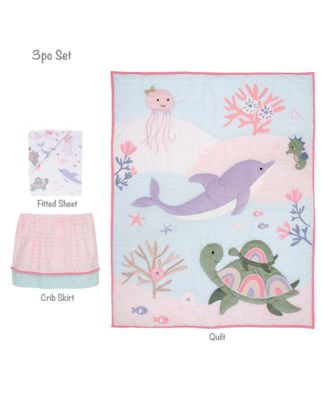 Sea Dreams 3-Piece Dolphin/Turtle Nautical Baby Crib Bedding Set