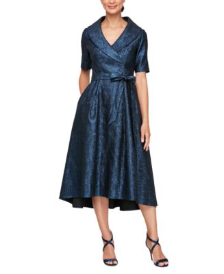 Alex Evenings Women's Printed Jacquard Collared Dress - Macy's