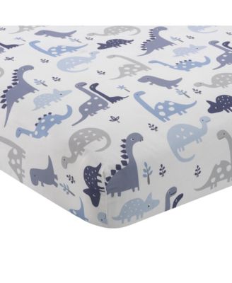 Roar Blue/Gray/White Dinosaur 3-Piece Nursery Baby Crib Bedding Set