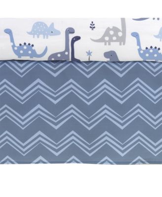 Roar Blue/Gray/White Dinosaur 3-Piece Nursery Baby Crib Bedding Set