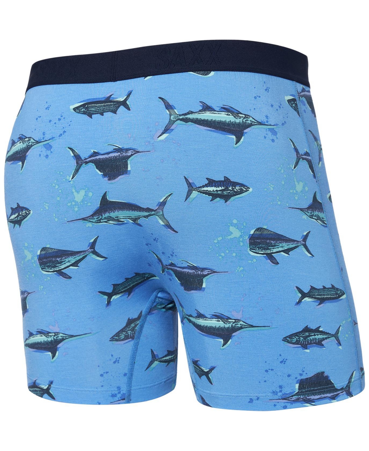 Saxx Men's Ultra Super Soft Relaxed-Fit Moisture-Wicking Printed Boxer Briefs - Fish On-sa