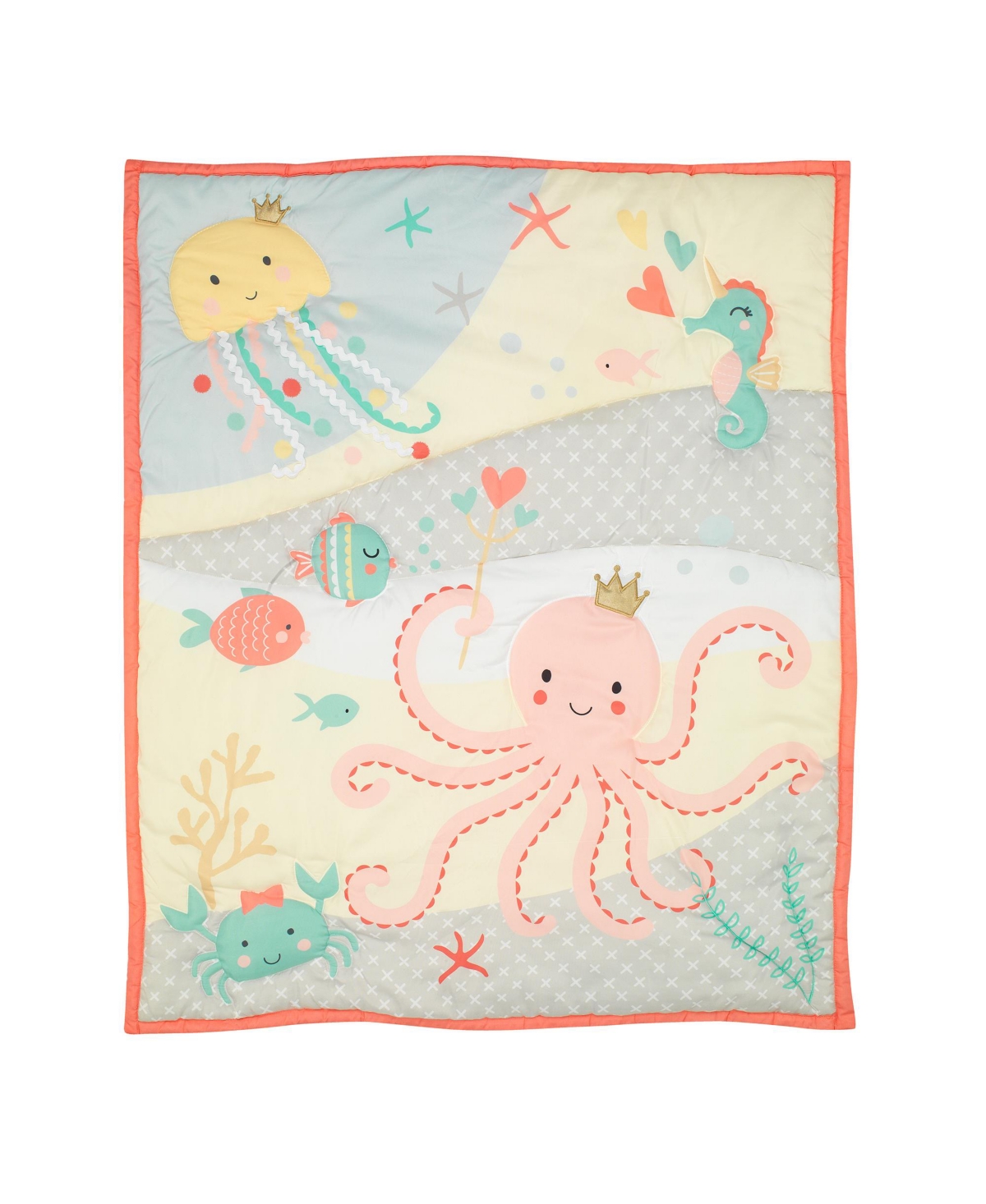 Bedtime Originals Ocean Mist 3-PieceGray/Yellow Baby Bedding Set - Pink