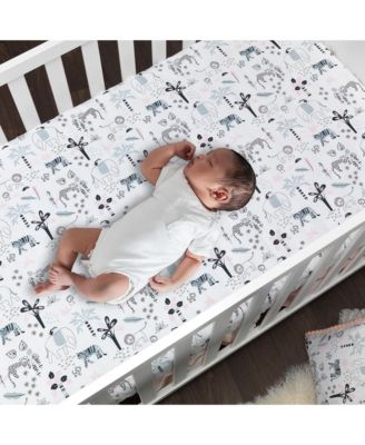 Happy Jungle Pink/White Safari Nursery 5-Piece Crib Bedding Set