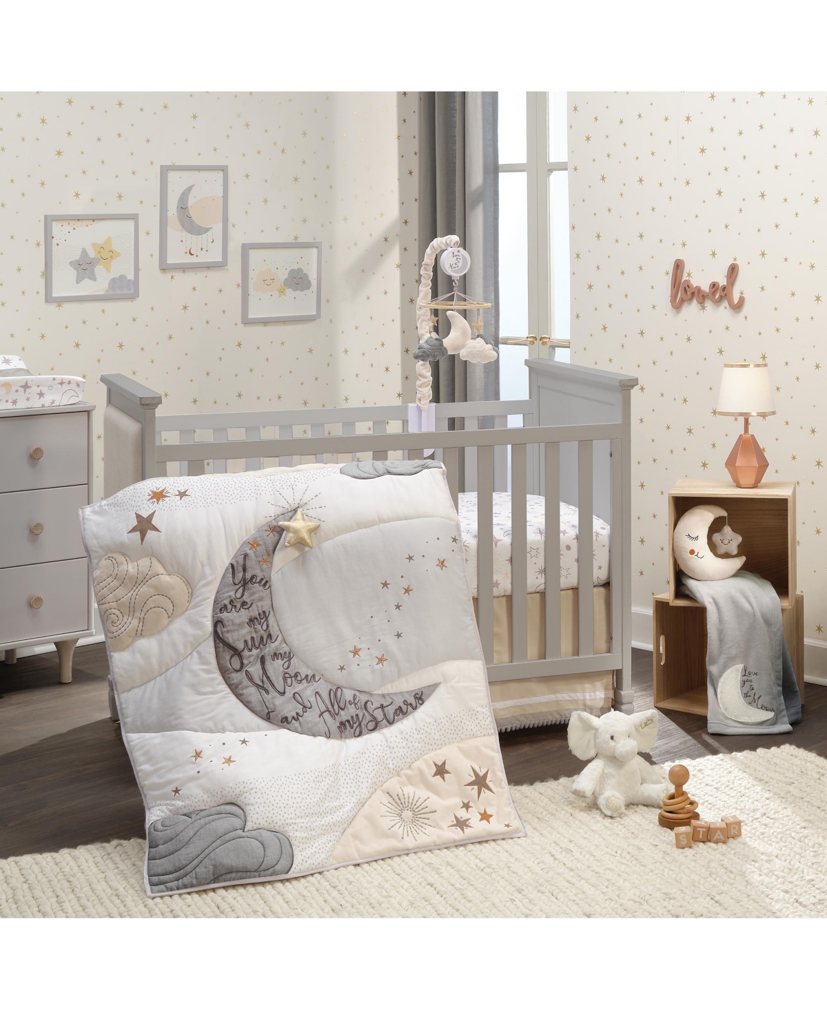 Lambs & Ivy Goodnight Moon Musical Baby Crib Mobile Soother Toy - Stars/Clouds