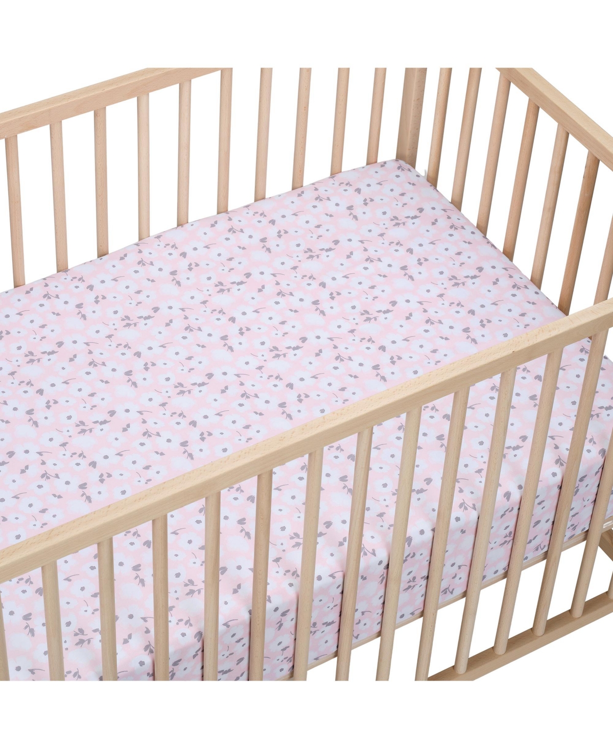 Bedtime Originals FloralGray 2-Pack Fitted Crib/Toddler Sheet Set- Flower - Pink