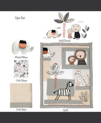 Patchwork Jungle 5-Piece Nursery Baby Crib Bedding Set