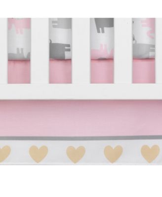 Eloise Pink/Gray/Gold/White Elephant 3-Piece Nursery Baby Crib Bedding Set