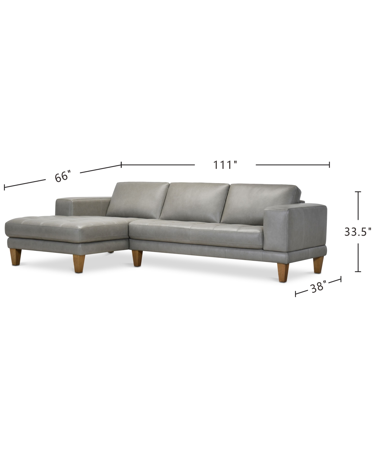 Macy's Niebee 2-pc. Leather Sectional, Created For  In Thunder