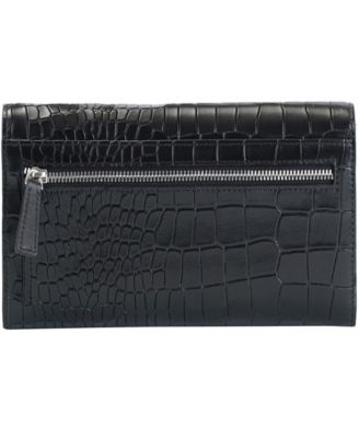 Women's Croco2 RFID Secure Quad Fold Wallet