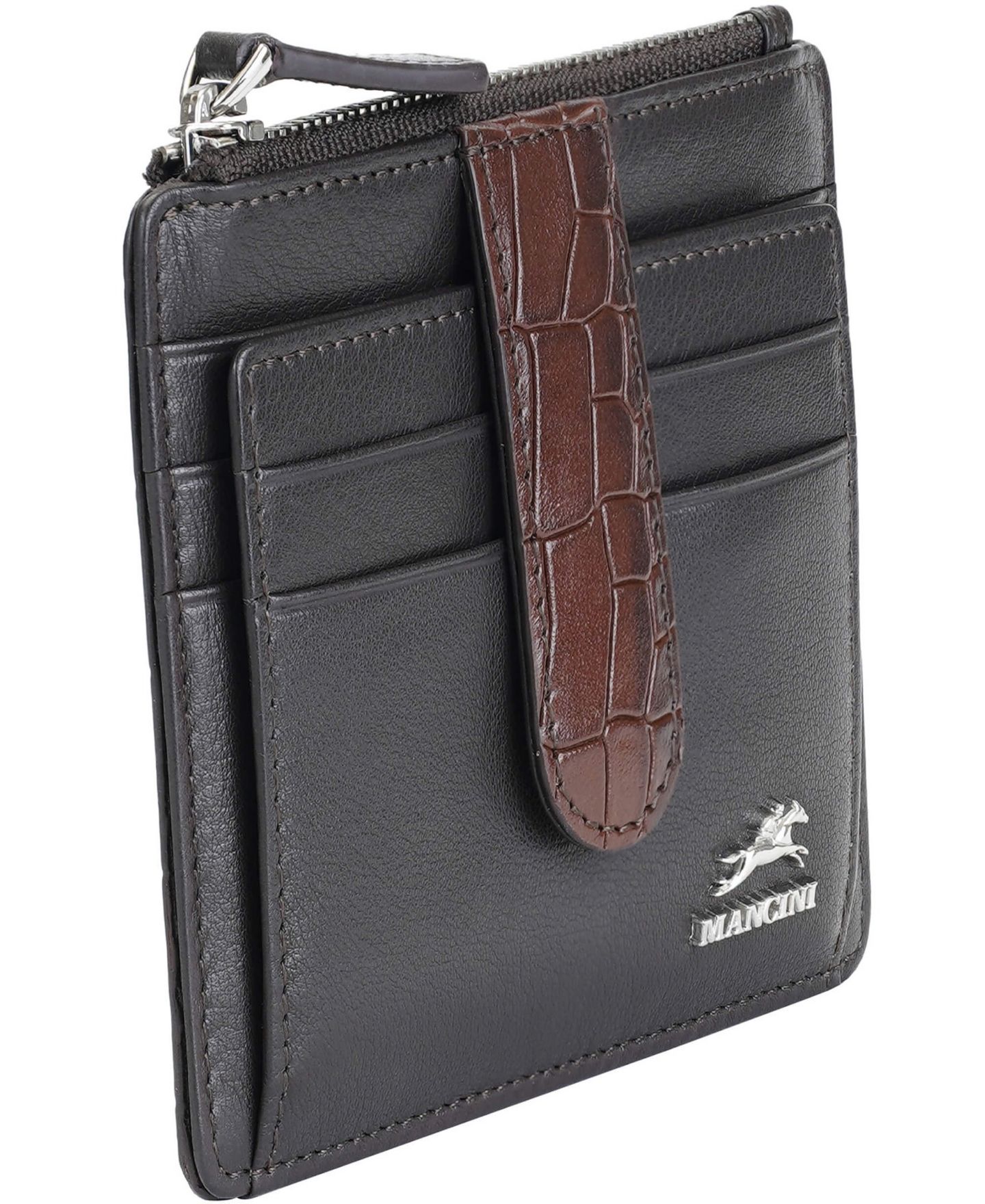Женский кошелёк-картхолдер Mancini Croco2 с RFID-защитой, цвет: Коричневый — фото 4