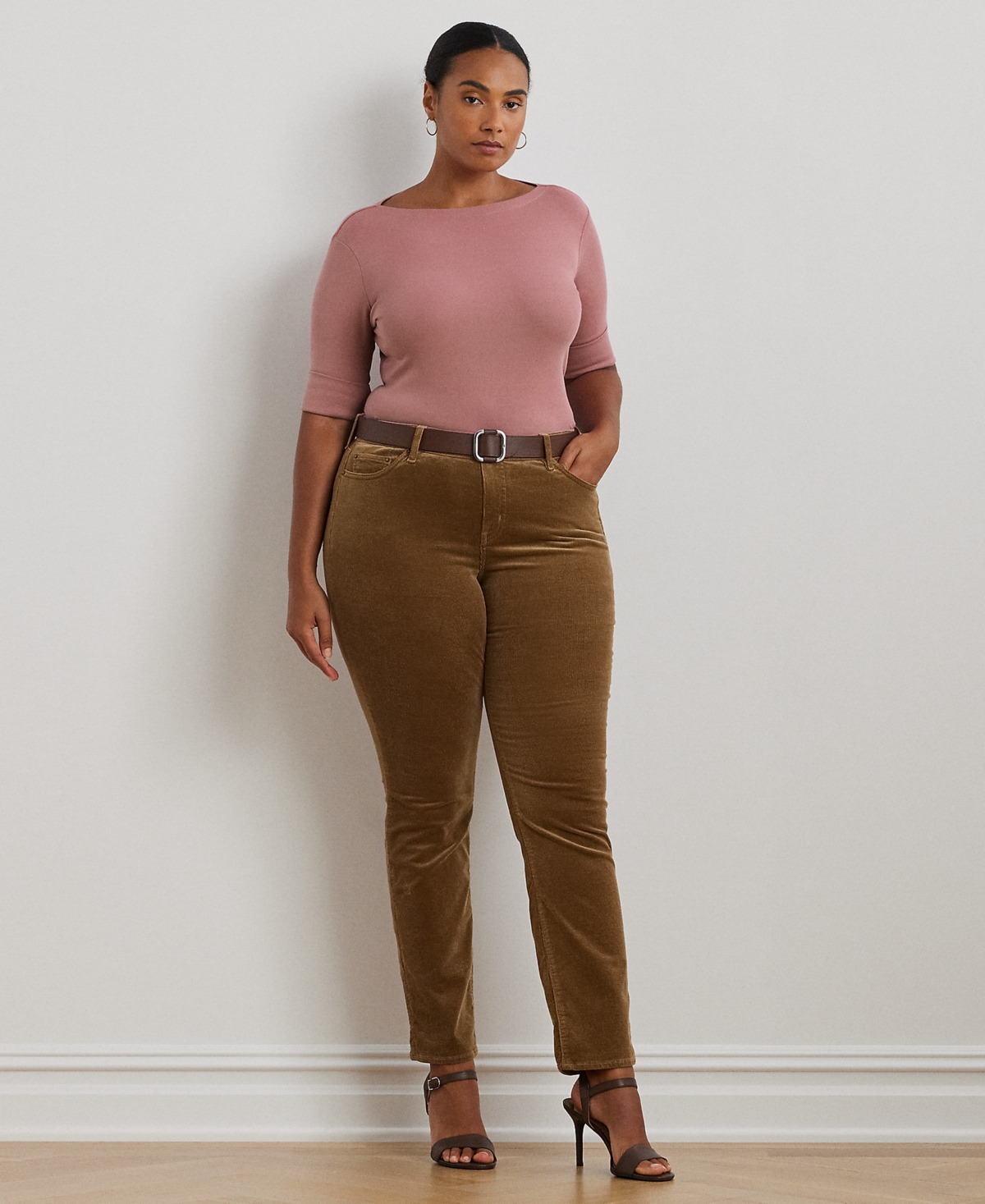 Lauren Ralph Lauren Plus Size Stretch Cotton Boatneck Top