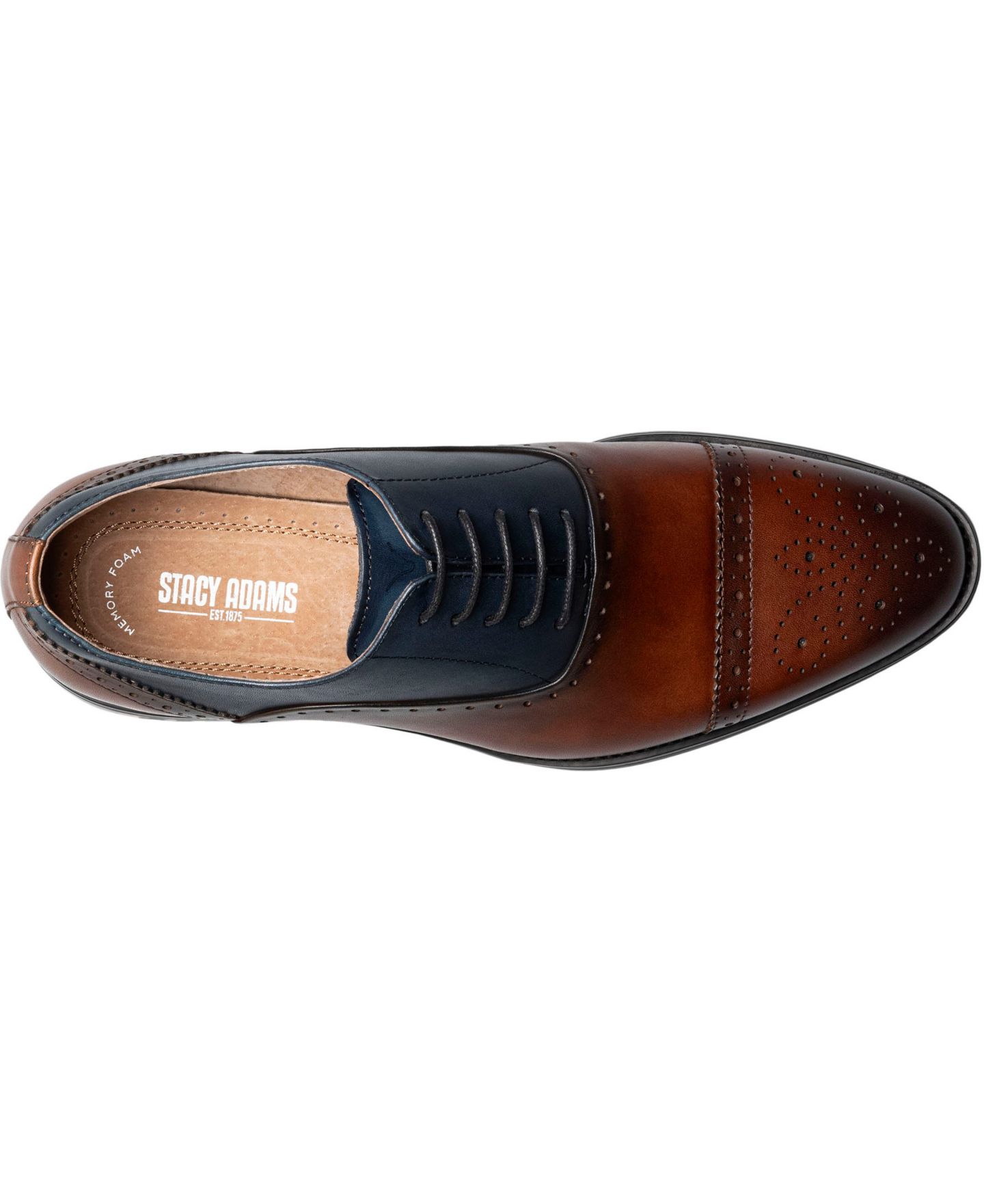 Stacy Adams Men's Reynolds Cap Toe Oxford, цвет: Коричневый / Тёмно-синий — фото 6