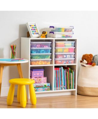 USA 10 Pack 2.7 Qt. Storage Bin with Secure Buckle-up Lid, Stackable, for Stationeries, Crafts, Toys, and Small Parts, Organization Solutions for Office, Kids Room, and Classroom, Clear/Violet