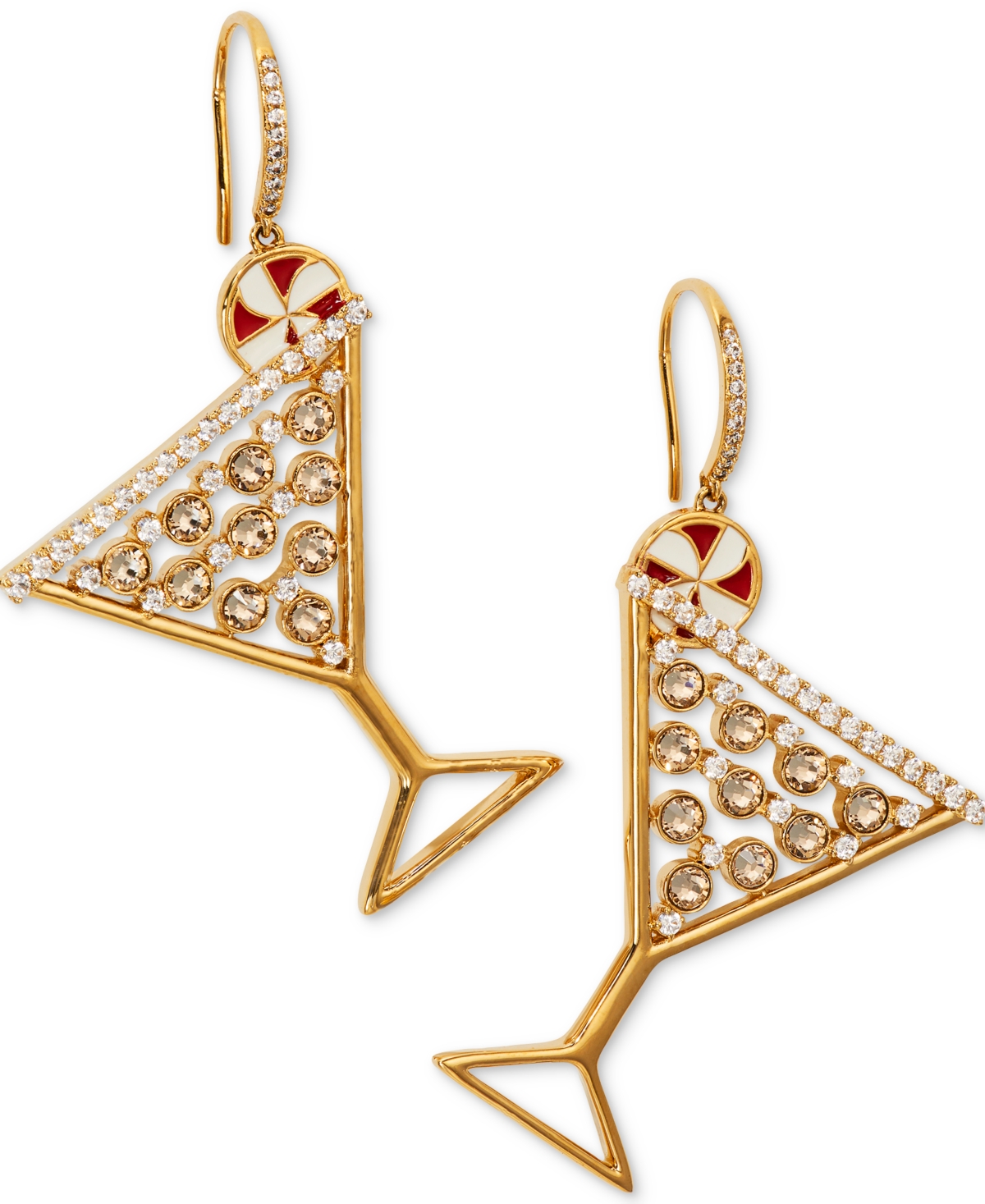 Ajoa By Nadri Gold-tone Crystal Stone Peppermint Cosmo Drop Earrings