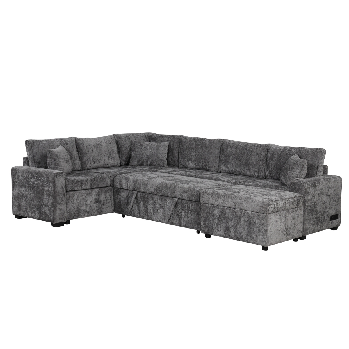 Streamdale Furniture 112" Sectional Pull-out Sofa with Storage Ottoman