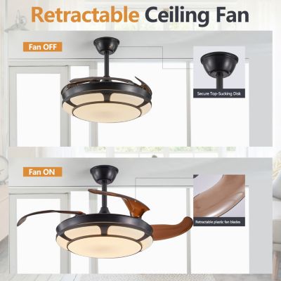 Streamdale Modern Minimalist Retractable Ceiling Fan with LED Light