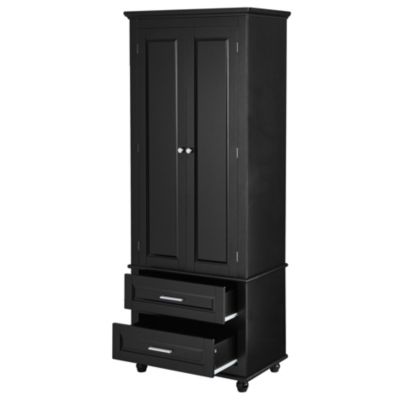Tall Storage Cabinet with Two Drawers for Bathroom/Office, Black