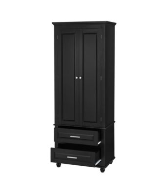 Tall Storage Cabinet with Two Drawers for Bathroom/Office, Black