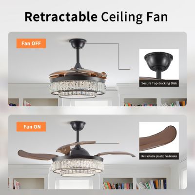 Contemporary LED Retractable Remote Control Ceiling Fan