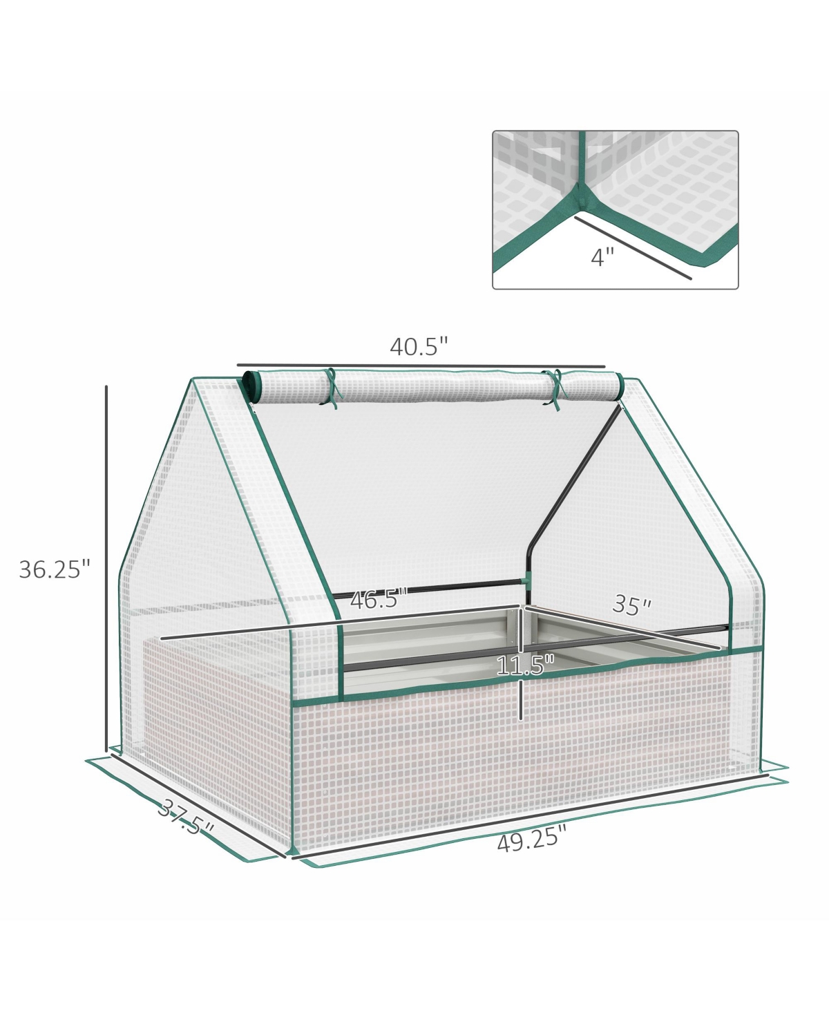 Streamdale Furniture Galvanized Mini Greenhouse Raised Garden Bed for Herbs and Vegetables
