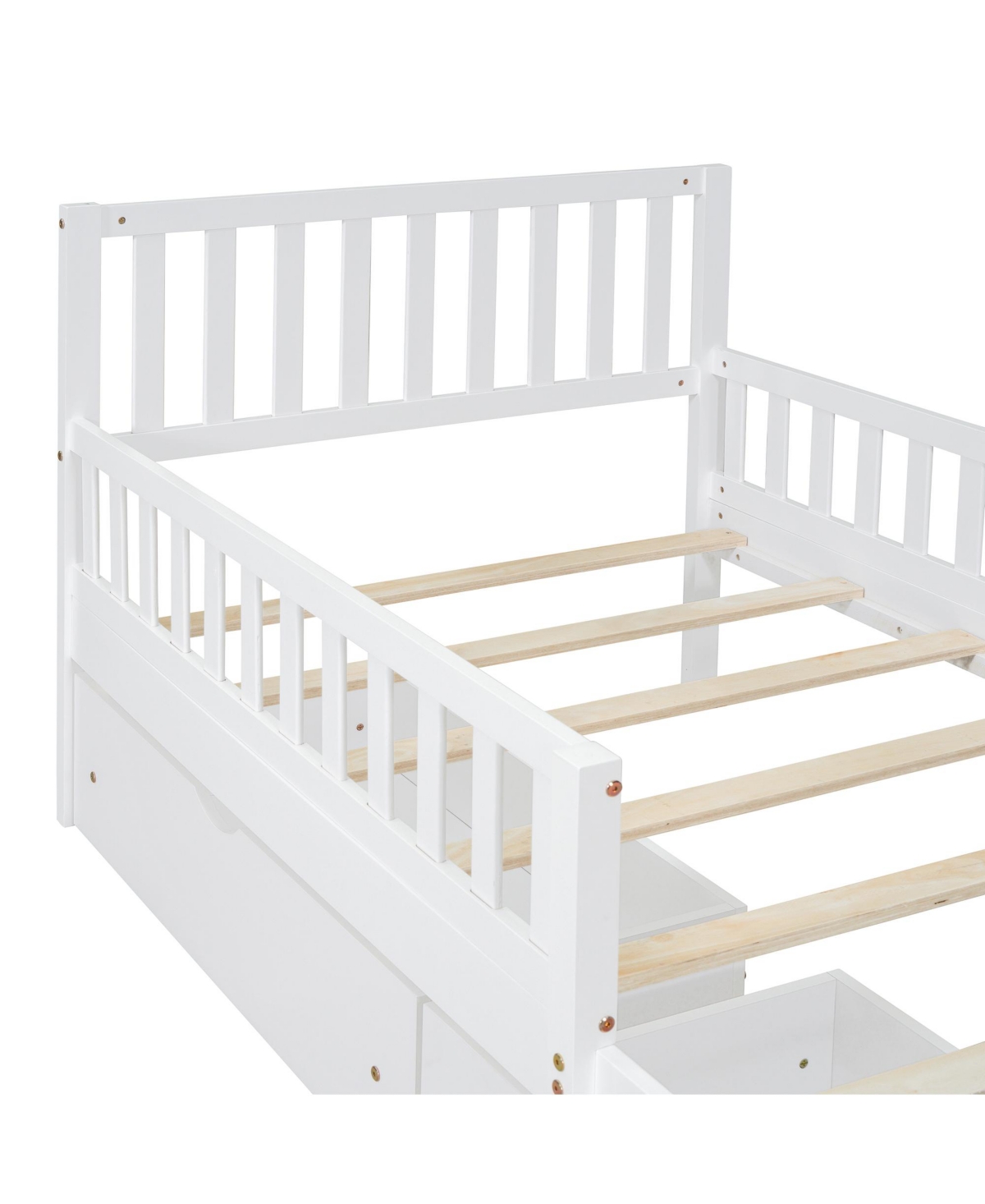 Streamdale Furniture Twin Wood Platform Bed with Guardrails and Storage