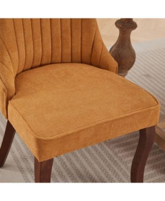 Streamdale Rayon-Flocked Dining Chairs with Solid Wood Legs, Set of 2 (Gold)